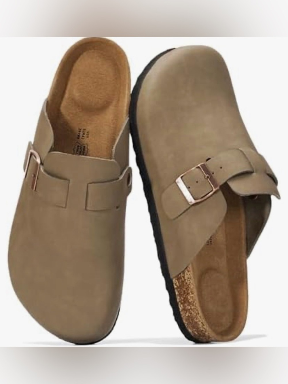 Women’s Slip-On Buckle Clog in Taupe